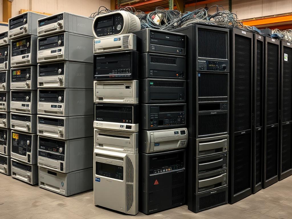 Computers and servers — e-Waste scrap ready for recycling